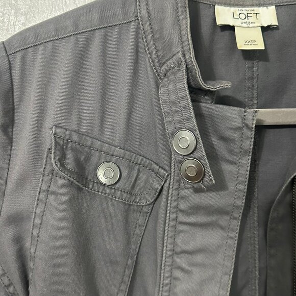 LOFT Grey Military Style Light Jacket - Picture 5 of 8